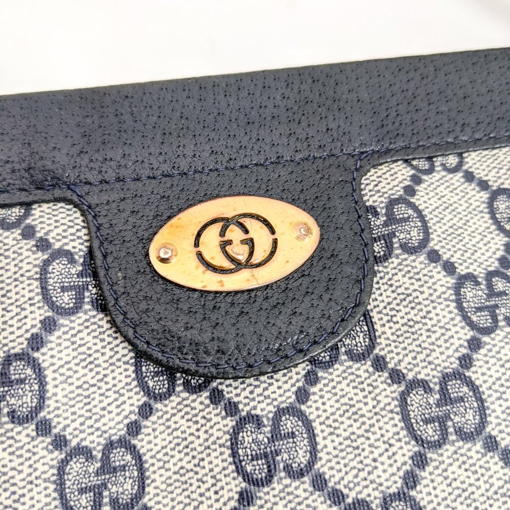 Vintage Gucci Logo Crossbody Bag Blue Small - Picture 2 of 16